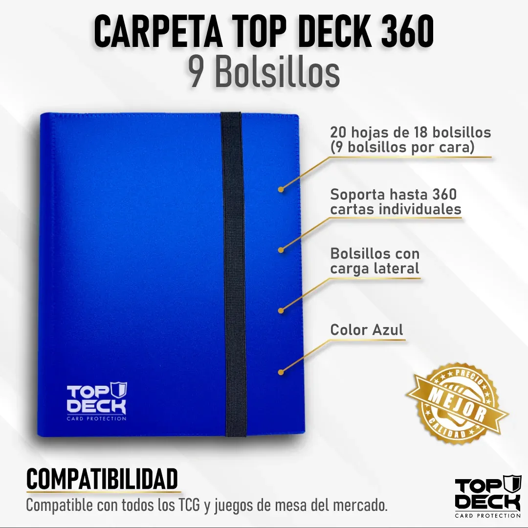 Carpeta Esencial | Para 360 cartas (9 bolsillos por cara - carga lateral) - Varios Colores - Top Deck